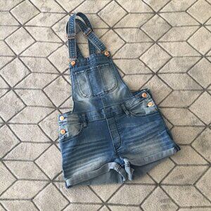 Girls Denim Overall Shorts Adjustable Straps Size 11-12 Years